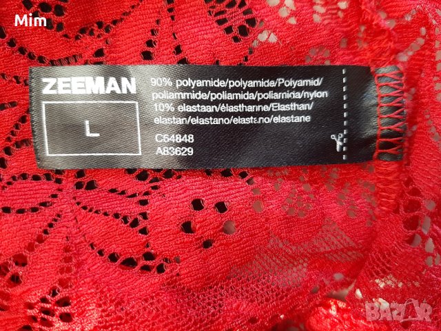 Zeeman L  Червена дантелена бикина , снимка 2 - Бельо - 41378141