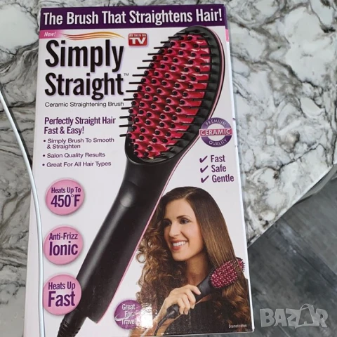 Четка за изправяне и изсушаване с LCD дисплей и 3D керамични цилиндри