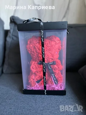 Красиво червено мече от розички, снимка 2 - Декорация за дома - 48782263