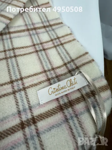 Шал от вълна и кашмир „Plaid“ на Cristina Chiti, произведен в Италия, снимка 3 - Шалове - 56154214