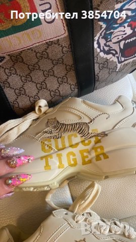 Маратонки Гучи*38*Gucci Rhyton Tiger Ivory, снимка 6 - Маратонки - 42425011