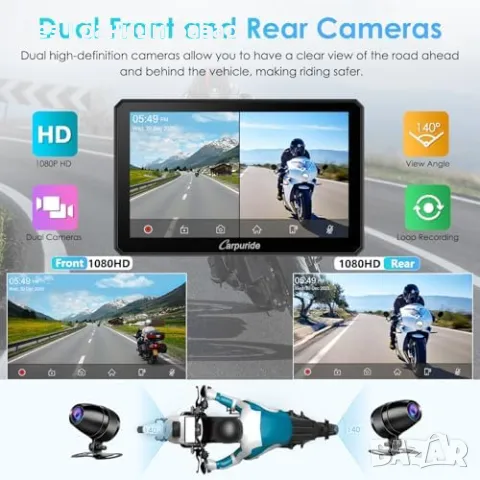 Нов Мотоциклетен CarPlay с Bluetooth, Двойна HD Камера и Контролер, снимка 9 - Друга електроника - 48714756