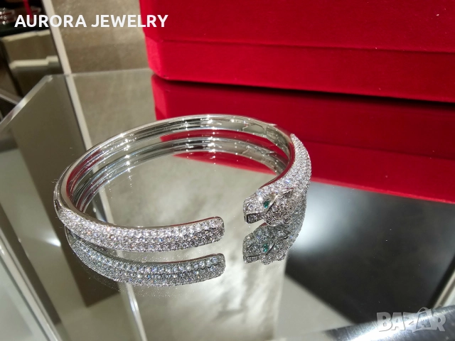 CARTIER Panthere de Cartier White Gold Diamonds Дамска Гривна, снимка 2 - Гривни - 52905115