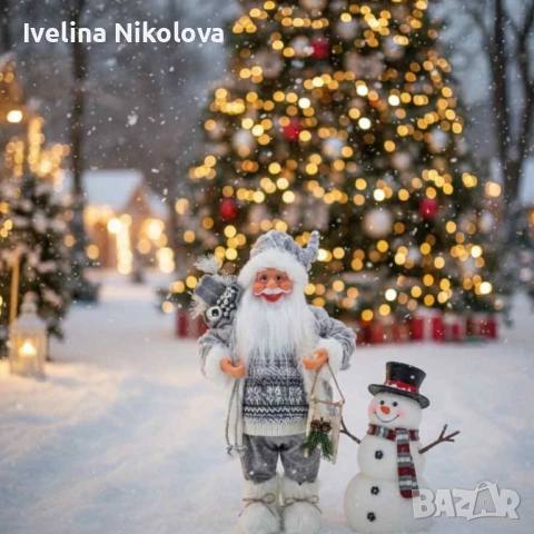 Декоративен Дядо Коледа в сиво – уют, топлина и празничен дух у дома (50 / 70 / 90 см), снимка 4 - Други - 52423258