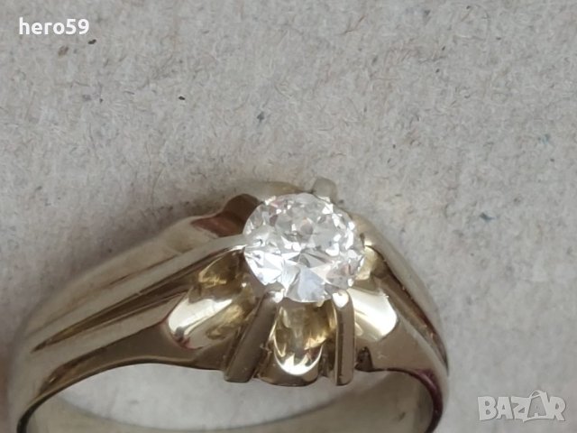 Златен 18к пръстен с Брилянт 0.65 карата/бяло злато диамант/, снимка 3 - Пръстени - 42481155