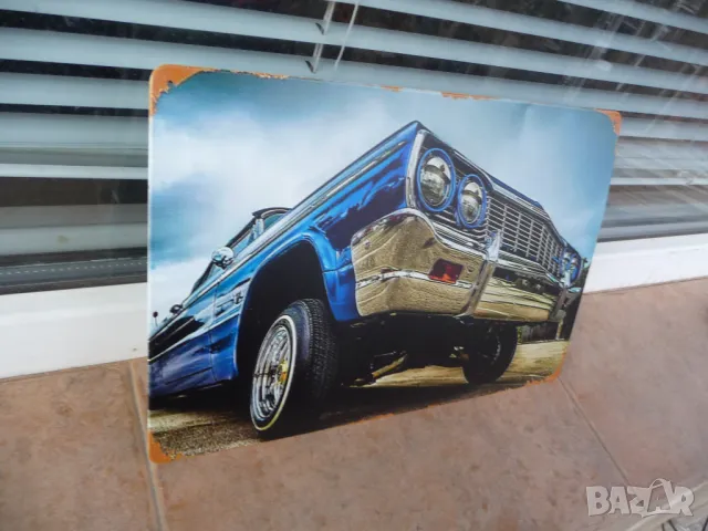 Метална табела Ретро класическа американска кола автомобил хромирана решетка, снимка 2 - Декорация за дома - 49215710