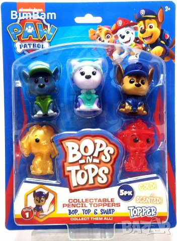 Комплект фигурки за моливи Paw Patrol BOPS-N-TOPS - 5 бр.