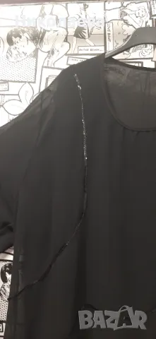 Елегатна Макси туника от ефирен шифон и пайети в черно! Размери: 62 и 64!, снимка 6 - Туники - 48114537