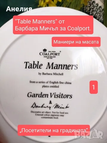 Чинии за стена Coalport England Градински посетители, снимка 4 - Декорация за дома - 56126143