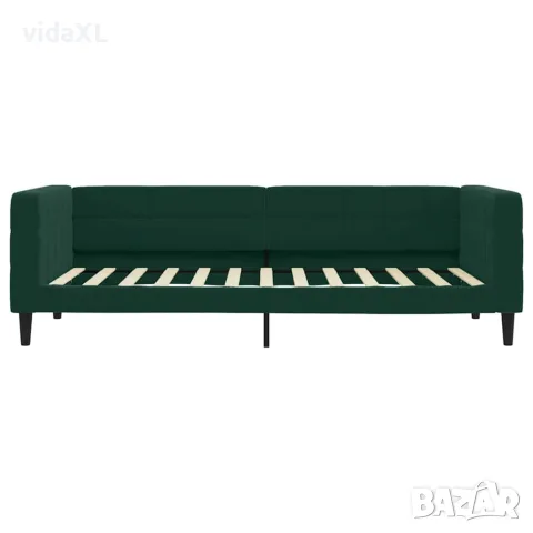 vidaXL Канапе с матрак, тъмнозелено, 100x200 см, кадифе, снимка 4 - Спални и легла - 56146788