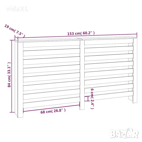 vidaXL Параван за радиатор бял 153x19x84 см борово дърво масив, снимка 8 - Паравани - 56148038