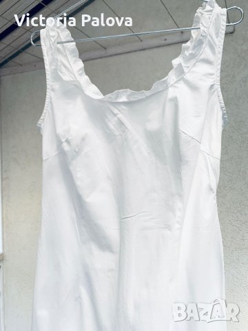 Бяла рокля BENETTON, памук, снимка 4 - Рокли - 41616341