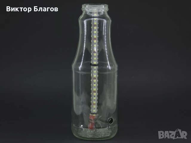 Нощна лампа от стъклено шише - ръчна изработка, снимка 11 - Настолни лампи - 50509499
