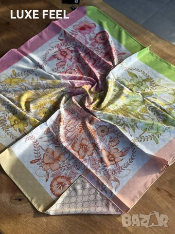 Дамски Шалове - Коприна ⚜️ Gucci , снимка 3 - Шалове - 53021487