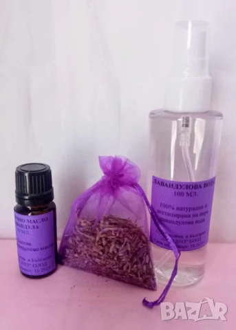 Подаръчен комплект с лавандулово ухание-лав.масло 10 мл., вода, снимка 1