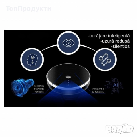 Прахосмукачка робот с моп Voltz, 3 в 1, 2000PA, 4400mAh, до 200 кв. м., Wi-Fi, снимка 3 - Прахосмукачки - 52988629