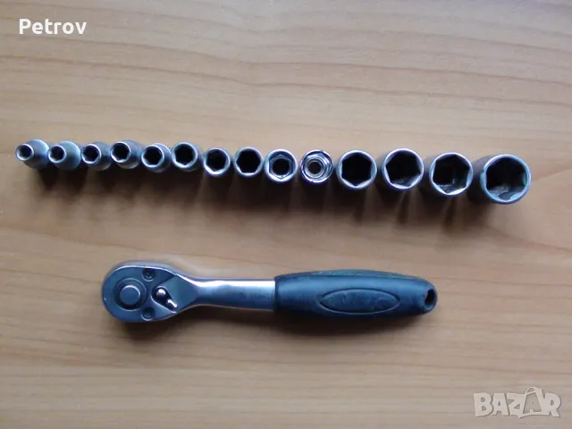 1/4" Тресчотка + 14 вложки (камъни) 4 - 14 mm  - Внос от Германия, снимка 5 - Гедорета - 38687732