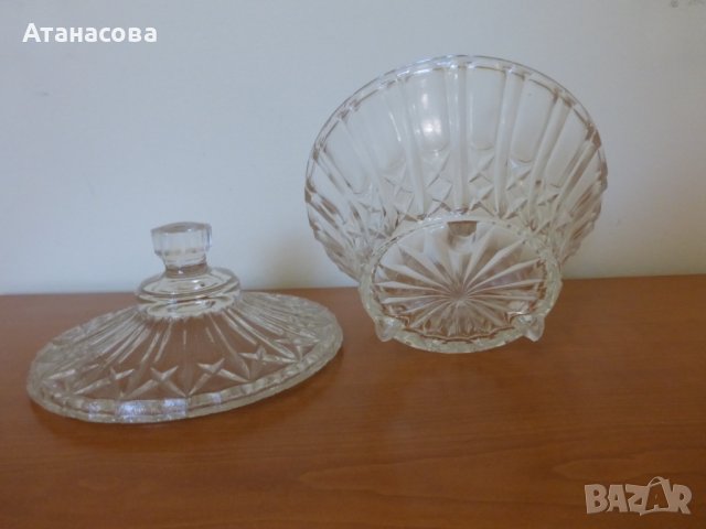 Ретро стъклена захарница бонбониера 1930 г, снимка 7 - Аксесоари за кухня - 44247722