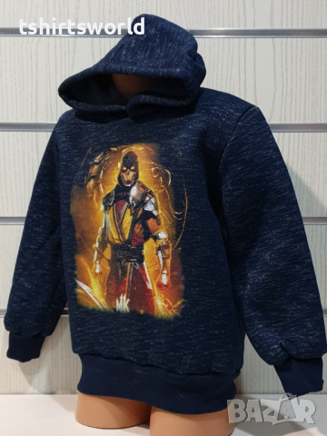 Нов детски суичър с дигитален печат Mortal Kombat, MK в цвят тъмносин меланж, снимка 9 - Детски анцузи и суичери - 36350797