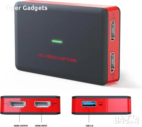 BR140 HDMI Capture Card – USB 3.0, 1080p 60FPS, HDMI Passthrough, снимка 4 - Кабели и адаптери - 56021497