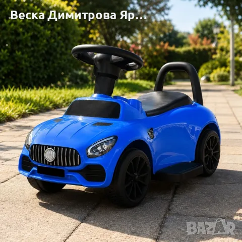 Детска кола за бутане с родителски контрол 2 в 1 – Светлини, звуци и педал за газ, синя, снимка 2 - Детски велосипеди, триколки и коли - 55796263