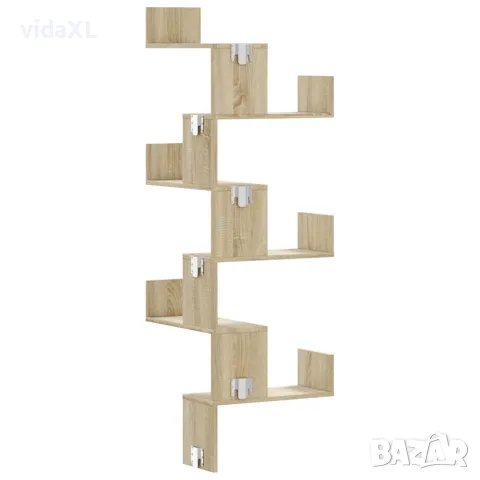 vidaXL Стенен ъглов рафт, дъб сонома, 45x45x147 см, инженерно дърво, снимка 6 - Етажерки - 56148293