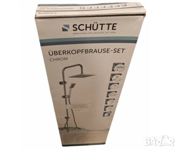 Хромиран горен душ комплект, смесител тип дъждовен душ Schütte, снимка 9 - Други стоки за дома - 52040122