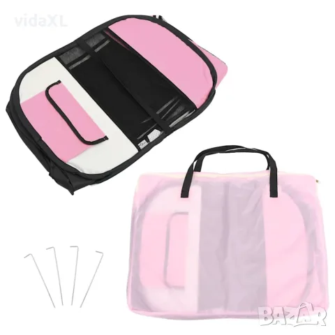 vidaXL Сгъваема кучешка кошара с чанта за носене розова 145x145x61 см, снимка 9 - За кучета - 56146241