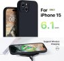 GOODVISH 3 в 1 Premium Silicone, Калъф за iPhone 15 6.1" (2023), черен, снимка 6