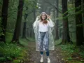 Компактен водоустойчив дъждобран сгъваем в топка с карабинер, снимка 2