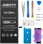 Батерия JUBOTY 3800mAh за iPhone 12/12Pro, Li-ion с професионален комплект инструменти