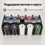Покер комплект Texas Hold'em с 200 жетона, 2 тестета карти, игрално платно и метална кутия, снимка 3