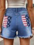 Дамски дънкови къси панталони с щампа на американското знаме, 5модела - 023, снимка 7