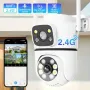 Двойна Smart WiFi безжична IP камера 5MP всяка, FULL-HD нощно виждане, SD карта, снимка 1