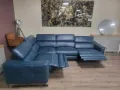 Тюркоазено син кожен ъглов диван Torres с ел. релакс механизъм, снимка 2