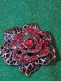 СТАРО БРОНЗОВО ФЛОРАЛНО УКРАШЕНИЕ БРОШКА с ГРАНАТИ ЧЕРВЕНИ КАМЪНИ КРИСТАЛИ 15350, снимка 8