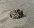 Красив оригинален сребърен пръстен с плетка и камък. 925. 5,9 гр., снимка 5