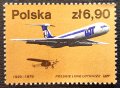 Полша, 1979 г. - самостоятелна чиста марка, авиотранспорт, 4*2, снимка 1 - Филателия - 41541623