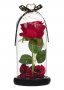 Изкуствена роза под стъклен похлупак, Дървена основа, Лед осветление, 11x24 см, снимка 2