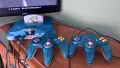 Nintendo 64 (N64) в лимитирания полупрозрачен цвят Ice Blue (прозрачно синьо от серията Funtastic),, снимка 4