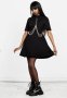 Черна рокля с къс ръкав с верига, снимка 1 - Рокли - 41019691