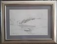 Майсторска рисунка Тома Петров(1908-1972) Възрожденския мост в Шумен 1946година, снимка 1 - Картини - 36004018