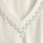 Дамска бяла тениска с перли, снимка 3