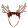 Коледна диадема еленски рога с плодчета и шампанско брокат 14 см_1255082, снимка 1