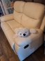 Кожен двуместен диван с лежанка. Реклайнер Дрим, двойка /с ръчен механизм/ бежов. , снимка 1