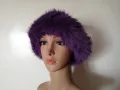 Дамска пухкава шапка в лилав цвят, снимка 13