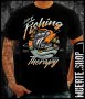 Черна тениска с щампа FISHING THERAPY, снимка 1 - Тениски - 40940390