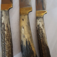 Красив стоманен нож с рог и месинг, снимка 5 - Антикварни и старинни предмети - 36198521
