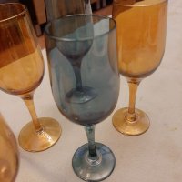 Стъклени цветни чаши ретро, снимка 3 - Сервизи - 34850246