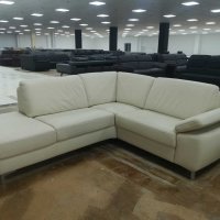 Светло кремав ъглов диван "HUKLA Entry" - естествена кожа, снимка 1 - Дивани и мека мебел - 39329860